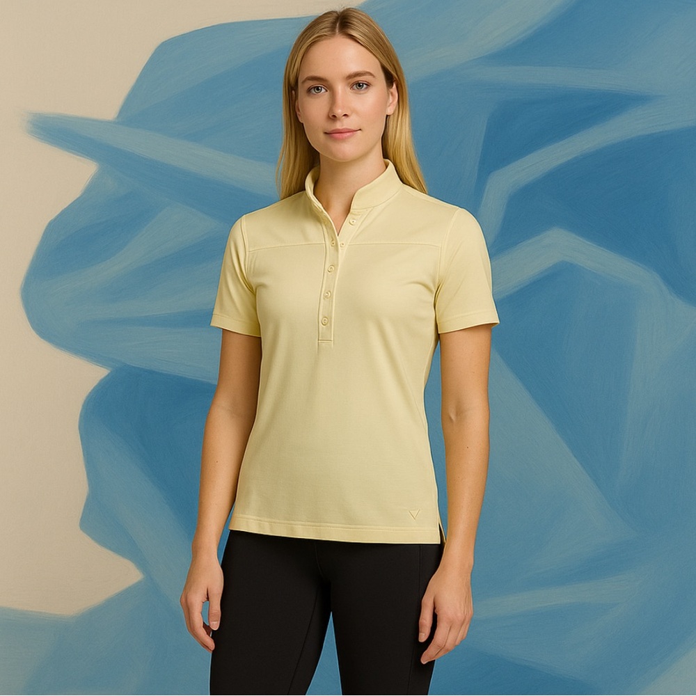 🌷🌟NWT Callaway Golf Polo Top Tee Ice Yellow XS S Stretch Fit, UPF Protection